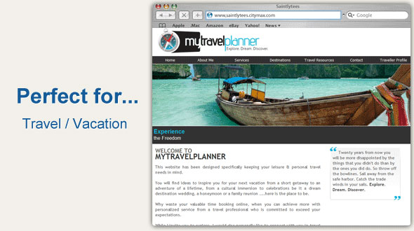 Sample website for travel planning